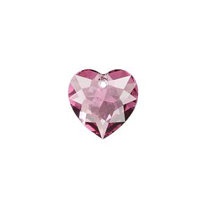 Drop 1pk rose, Crystal Passions&reg; 14.5mm pendant heart cut 6432