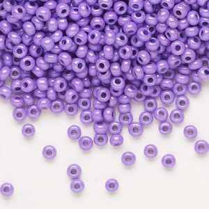 Seed bead, Preciosa Ornela Czech glass, pkg/50g, #8 rocaille, opaque terra dyed lilac luster chalkwhite, (16328).