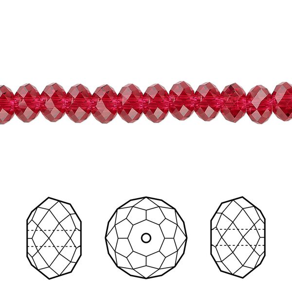 Bead 360pk scarlet, Swarovski&reg; 6x4mm rondelle 5040 image number 0