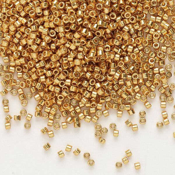 Seed bead, Delica&reg; 1pkg7.5g glass, #11 round, Duracoat&reg; opaque galvanized yellow gold / outside dyed (DB-1833) image number 0