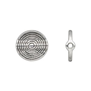 Bead 1pkg10 silver-plated "pewter", 15x4mm flat round tube, antique
