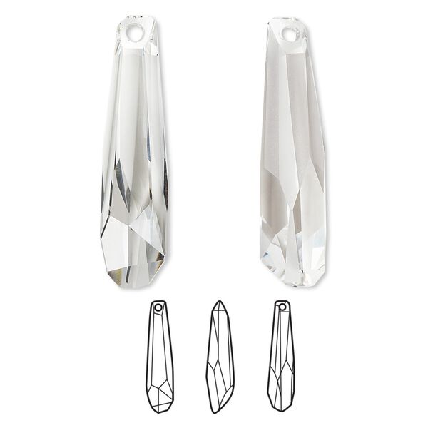Focal 12pk crystal partially frosted, Swarovski&reg; 30x7mm pendant crystalacite 6017/G image number 0