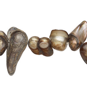 Freshwater pearl 1pkg1, baroque, 15 inch antique brown 10x8mm-35x13mm cultured