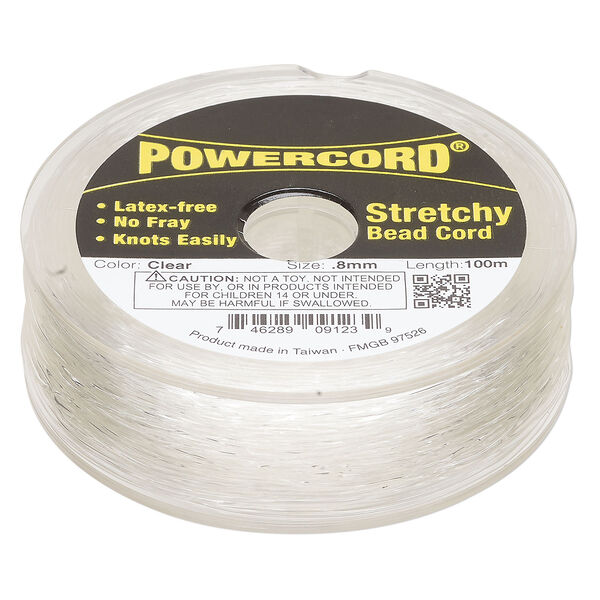 Powercord&reg; 1pkg1 no-fray elastic, clear, .8mm, 8.5-pound test, 100-meter spool. image number 0