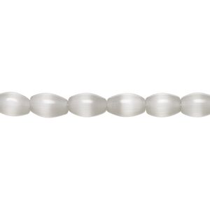 Bead, cat's eye glass (fiber optic glass), grey, 7x5mm-8x6mm oval, quality grade. Sold per 15-1/2" to 16" strand.