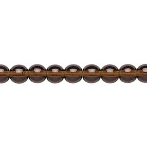 Bead, Preciosa, Czech glass druk, transparent dark brown, 6mm round. Sold per 15-1/2" to 16" strand.