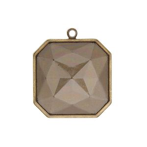 Drop, Almost Instant Jewelry&reg;, antique gold-plated brass, 25mm square with 23mm square setting. Sold per pkg of 2.