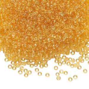 Seed bead, Preciosa Ornela Czech glass, pkg/50g, #11 rocaille, transparent light topaz, (10020).