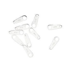 Chain tab 1pkg10 sterling silver, 9x3mm / 2sided