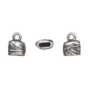 End cap, TierraCast&reg;, pewter (tin-based alloy), 9x9mm 2-sided with jardin design, crimp or glue in. Sold per pkg of 20.