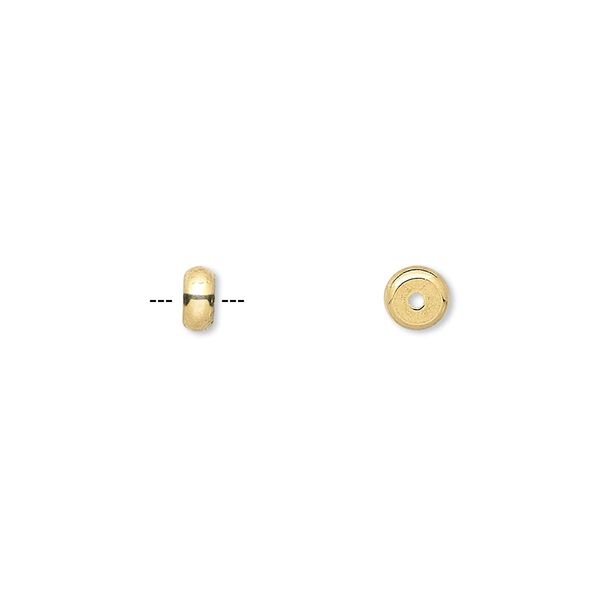 Bead 1pkg100 gold-plated, 5x2mm heishi, brass image number 0