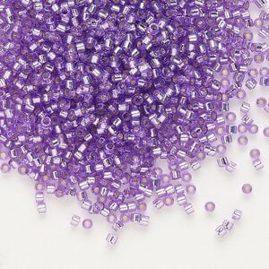 Seed bead, Delica&reg;, glass, pkg/7.5g, #11 round, transparent outside dyed silver-lined lilac (DB-1343).