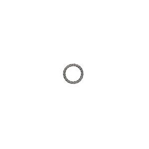 Jump ring 1pkg100 silver-plated, 6mm twisted round, 20 gauge / 4mm inside diameter / brass / antique
