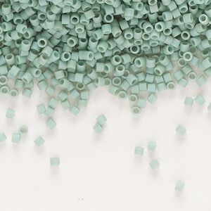 Seed bead, Delica&reg;, glass, pkg/7.5g, #15 round, opaque matte luster seafoam (DBS-0374).