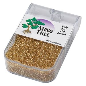 Seed bead, Ming Tree&trade;, glass, pkg/1/4 pound, #11 round, transparent silver-lined tan.