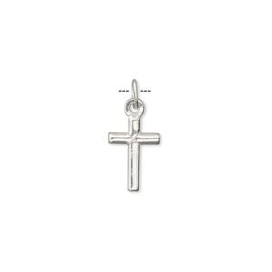 Drop, sterling silver, 11x8mm cross. Sold per pkg of 6.