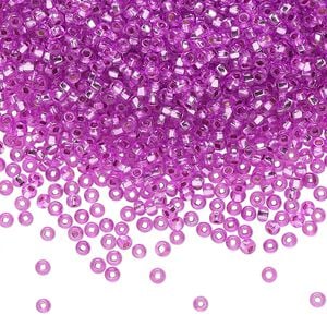 Seed bead, Preciosa Ornela Czech glass, pkg/50g, #11 rocaille, transparent silver-lined dark purple, (18228).