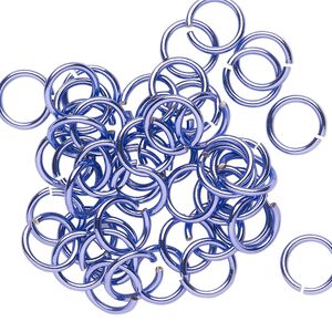 Jump ring 1pkg50 brass, 8mm round, 18 gauge / 6mm inside diameter / electrocoated purple