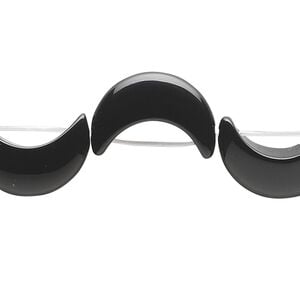 Black onyx 1pkg12, top-drilled moon bead 18x12mm