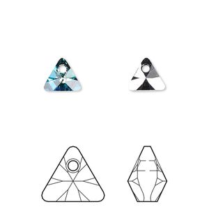 Drop 6pk crystal Bermuda blue P, Crystal Passions&reg; 8mm pendant mini triangle 6628