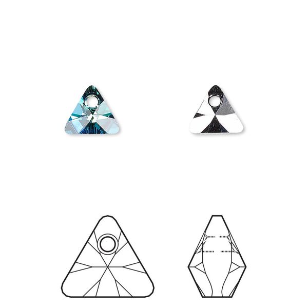 Drop 6pk crystal Bermuda blue P, Crystal Passions&reg; 8mm pendant mini triangle 6628 image number 0