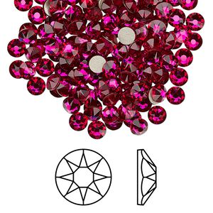 Flat back 144pk ruby foil back, Crystal Passions&reg; 3.8-4mm rose round SS16 2088