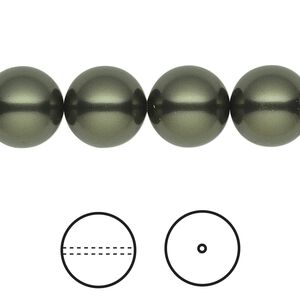 Pearl 100pk dark green, Swarovski&reg; 12mm round 5810