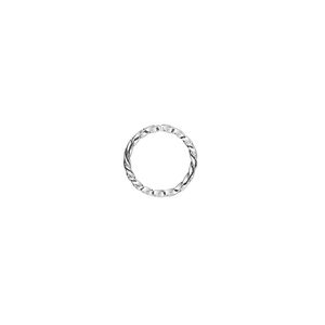 Jump ring 1pkg100 silver-plated, 10mm twisted round, 18 gauge / 8mm inside diameter / brass
