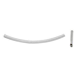 Bead 1pkg2 sterling silver, 69x3mm curved tube