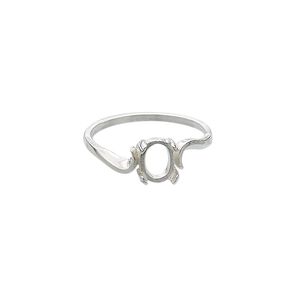 Ring, Sure-Set&trade;, sterling silver, swirl band with 7x5mm 4-prong oval setting, size 6. Sold individually.