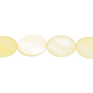 Mother-of-pearl shell 1pkg1, flat oval bead 15 inch canary yellow 14x10mm-14x11mm