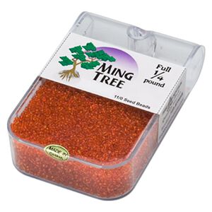 Seed bead, Ming Tree&trade;, glass, pkg/1/4 pound, #11 round, transparent orange.