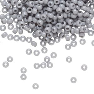 Seed bead, Miyuki, glass, pkg/250g, #8 rocaille, opaque ghost grey, (RR-498).