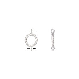 Link, sterling silver, 8mm twisted round. Sold per pkg of 2.