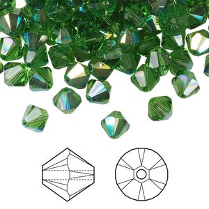 Bead 144pk fern green AB, Crystal Passions&reg; 6mm bicone 5328
