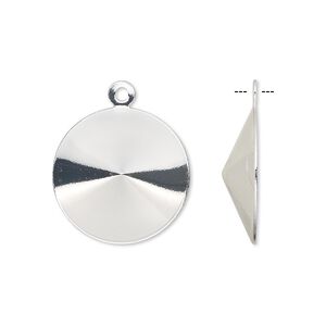 Drop, Almost Instant Jewelry&reg;, silver-finished brass, 19mm round with 18mm rivoli setting. Sold per pkg of 10.
