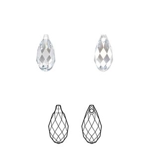 Briolette 2pk crystal blue shade, Crystal Passions&reg; 11x5.5mm pendant drop 6010