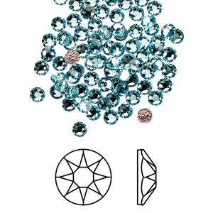Flat back 144pk light turquoise foil back, Crystal Passions&reg; hotfix rhinestone 3-3.2mm rose round SS12 2078HF