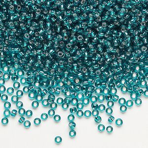 Seed bead, Dyna-Mites&trade;, glass, pkg/1/2kg, #11 round, transparent silver-lined teal, (51:RR 11/0 RR).