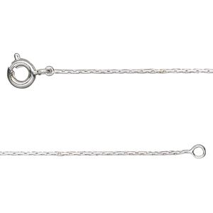 Chain 1pkg1 silver-plated beading, 0.7mm / springring clasp, brass 18 inch