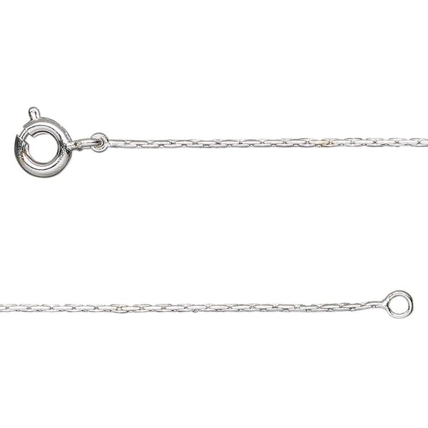 Chain 1pkg1 silver-plated beading, 0.7mm / springring clasp, brass 18 inch image number 0
