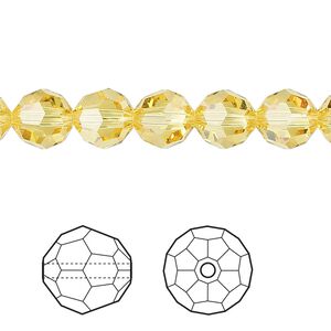 Bead 12pk light topaz, Crystal Passions&reg; 8mm round 5000