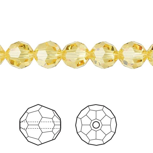 Bead 12pk light topaz, Crystal Passions&reg; 8mm round 5000 image number 0