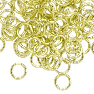 Jump ring 1pkg100 aluminum, 8mm round, 16 gauge / 5.4mm inside diameter / light green