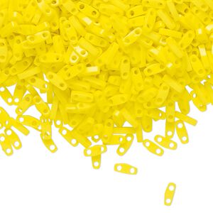 Seed bead, TILA&reg;, glass, pkg/250g, 5x1.2mm quarter tila rectangle, opaque yellow, (QTL-404).