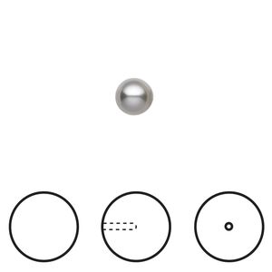 Pearl 1pkg4 grey, Crystal Passions&reg; 6mm half-drilled round 5818