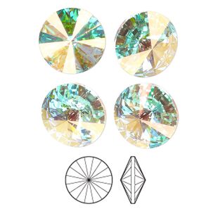 Chaton 4pk crystal AB foil back, Preciosa MAXIMA Czech crystal rhinestone 14mm rivoli