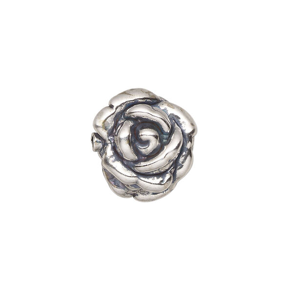 Bead 1pkg1 sterling silver, 16x14mm rose, electroformed / antiqued JBB Findings image number 0