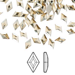 Flat back 24pk crystal golden shadow foil back, Crystal Passions&reg; 6.6x3.9mm diamond 2773