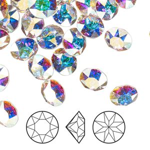 Chaton 144pk crystal AB foil back, Swarovski&reg; 8.16-8.41mm round SS39 1088